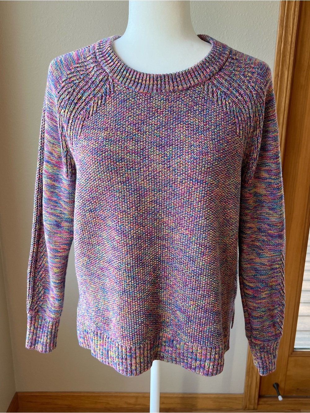 Vintage GAP Rainbow Knit Sweater Women’s S Crewneck 100% Cotton Y2K